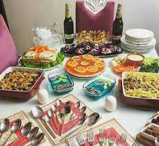 عکس, تزیین های شیک و دهن پر میز غذا برای مهمان