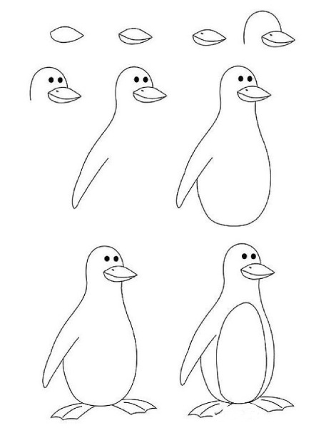 عکس, روش کشیدن پنگوئن الگوی آن برای بچه ها