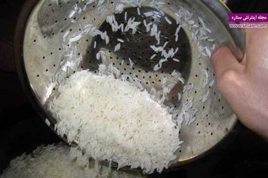 عکس, آموزش آبکش کردن برنج و دم انداختن برنج