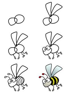 عکس, نقاشی زنبور عسل کودکانه آموزش قدم به قدم