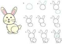 عکس نقاشی خرگوش بازیگوش قدم قدم برای کودک
