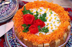 عکس, تزیین سالاد الویه شبیه کیک برای مهمانی ها ومجالس