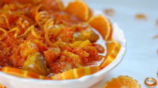 عکس, خورش پرتقال و خلال پسته غذای مجلسی زمستان
