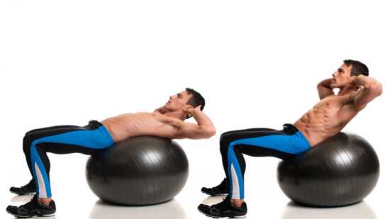عکس, دو تمرین قدرتی روی عضله شکم با توپ بزرگ یا جیم بال