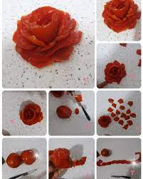 عکس, آموزش تصویری درست کردن گل با سیب زمینی و هویج و گوجه