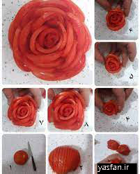 عکس, آموزش تصویری درست کردن گل با سیب زمینی و هویج و گوجه
