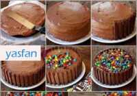 عکس آموزش تزیین کیک با شکلات کیت کت یا شوکورول